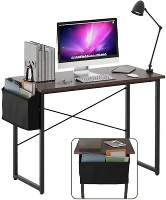 Modern Computer Desk 40  Study Writing Table Home Office With Storage Bag Coffee • $49.99