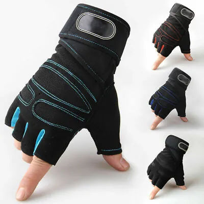 Half Finger Sports Gloves Non Slip Gel Pad Mens Cycling Gym Yoga Fitness Mittens • £7.99