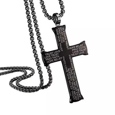 555Jewelry Inspirational Stainless Steel Cross Necklace Men & Women 16-24  Chain • $24.99