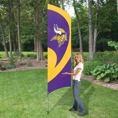 Minnesota Vikings Tall Team Swooper Flag 8.5ft Flag W 11.5ft Pole NFL. • $75.90