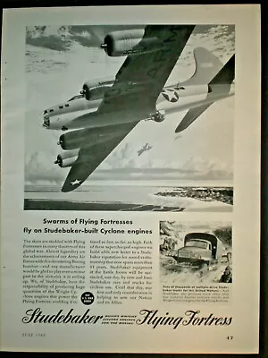 1943 FLYING FORTRESS CYCLONE ENGINE WWII Vintage STUDEBAKER Trade Print Ad • $9.99