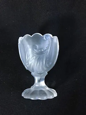 Vintage France Portieux Vallerysthal Clear Satin Pressed Glass Footed Egg Cup • $18