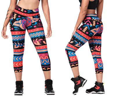 Zumba Dance Tribe Perfect Capri Leggings - Viva La Red ~ XS  S  L XXL~ Free Ship • £28.91