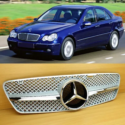 NEW C-Class 2001-2007 For Mercedes-Benz W203 Silver Front Grille ABS • $150.12