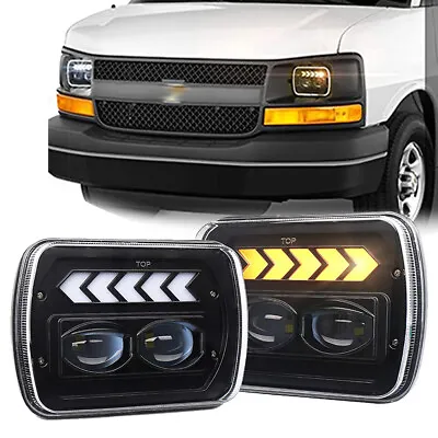 $50.39 • Buy For Chevy Express Cargo Van 1500 2500 3500 Pair 7x6'' 5x7'' LED Headlights W/DRL