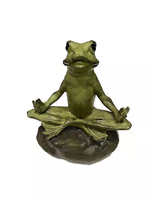 Meditating Frog Statue Yoga Pose Zen Figurine Home Decor Green • $12.99