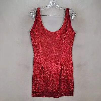 Tobi Womens Dress Size S Red Sequins Scoop Neck Back Clubwear Sexy Micro Mini • $19.95