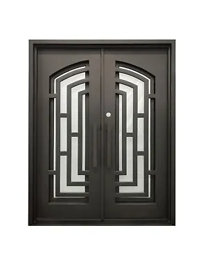 Belton Double Front Entry Wrought Iron Door Frost Glass 62  X 82  Right Active • $3495