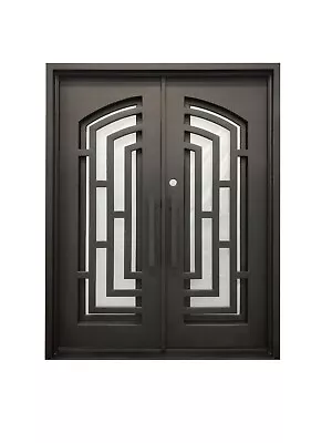 Belton Double Front Entry Wrought Iron Door Frost Glass 72  X 108  Right Active • $5395