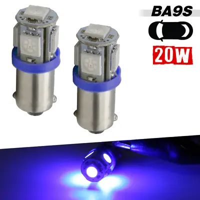2x BA9S 5050 LED Interior Blue Light Bulb# 53 51 57 For Dome Map Bulbs  • $4.83