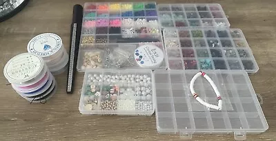 Bracelet Craft Make Own Beads Jewellery Making Set Box Kit For Kids DIY Gifts UK • £4.99