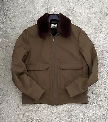 Acne Studios Mens Able Twill Jacket Size 50 Lamb Shearling Collar • £250