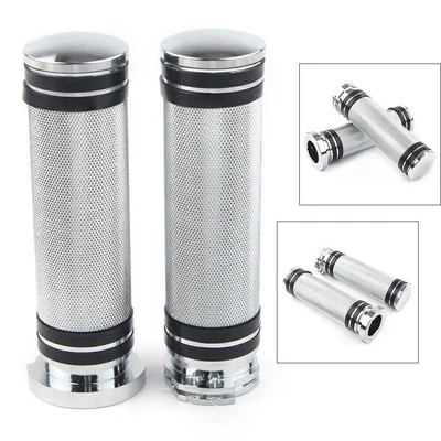 $20.44 • Buy 1'' Handlebar Hand Grips Chrome For Sportster Dyna Softail Touring V-Rod 2PCS US