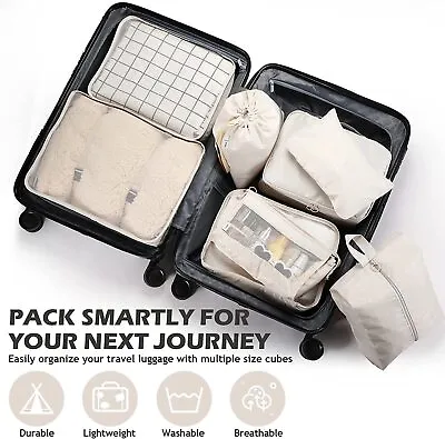 $12.34 • Buy 8 Set Packing Cubes For Suitcases, Travel Luggage Organizers With Laundry Bag AU