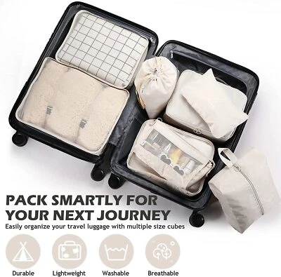 $12.34 • Buy 8 Set Packing Cubes For Suitcases, Travel Luggage Organizers With Laundry Bag AU