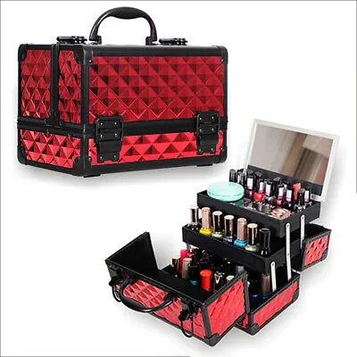 $73.10 • Buy Professional Rolling Makeup  Box Cosmetic Case With Mirror Storage  Organizer
