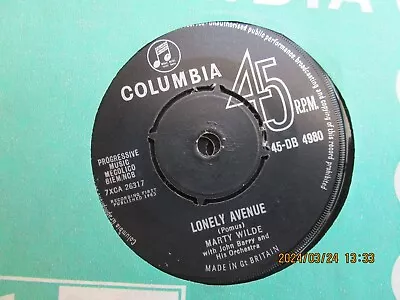 Marty Wilde=lonely Avenue  Vg+ • £0.99