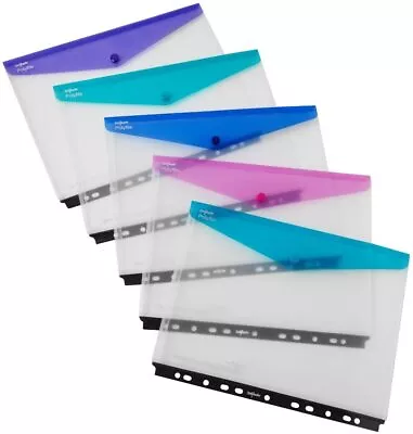 Snopake Polyfile A4 Ring Binder Stud Wallets Landscape Electra Colours - Pack 5 • £10.95