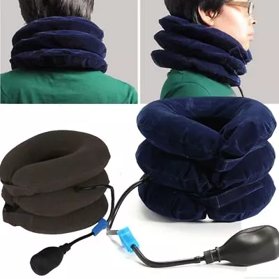 Air Inflatable Neck Pillow Cervical Head Traction Pain Relief Therapy Device • £7.97