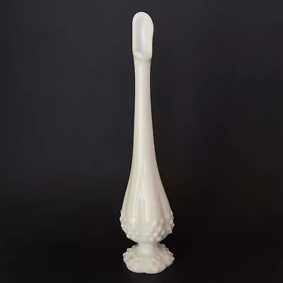 Fenton Vintage Swung Vase Stretch White Milk Glass Hobnail 11 3/4” Tall • $17.99
