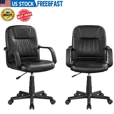 Faux Leather Computer Gaming Desk Office Chair Ergonomic Swivel Mid-Back Chairs • $67.82