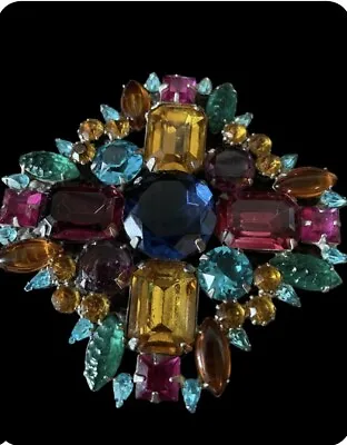 Vintage Kenneth J Lane Massive Rhinestone Maltese Cross Statement Brooch • $149