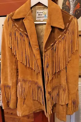Pioneer Wear Leather Fringe Jacket Vintage Western Ladies Size 10 • $139.99