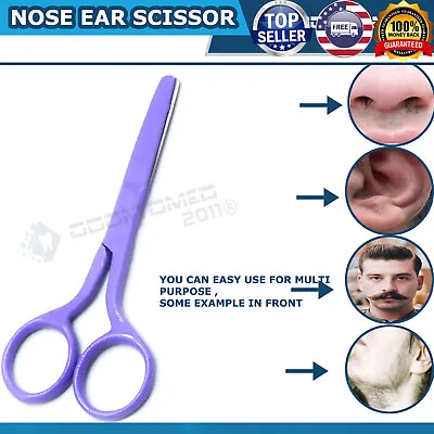 FACIAL  Mustache Nose Ear Hair Remover Scissors Trimmer W/ Safety Tips PURPLE • $7.05