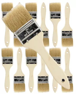 12 Pk- 2 Inch Chip Paint Brushes For Paint StainsVarnishesGluesGesso • $10.99