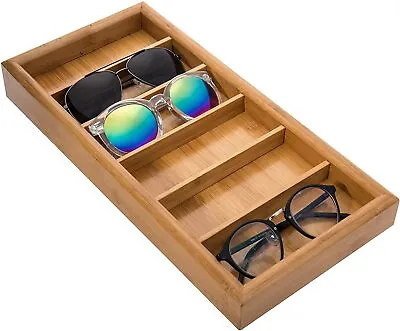 MyGift Modern Bamboo 6-Slot Sunglasses Storage Case/Eyewear Display Tray • $50.94