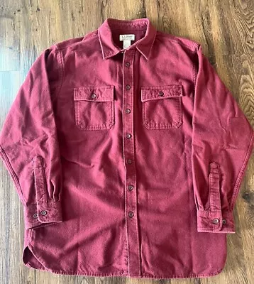 L.L. Bean Chamois Shirt Men Large Tall Traditional Fit Flannel Cotton Red • $20.99