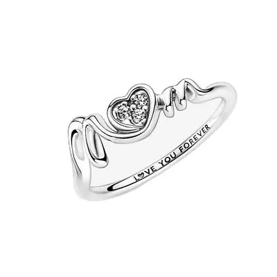 S925 Sterling Silver Mum CZ Heart LOVE YOU FOREVER Ring Jewellery Gift • £10.06