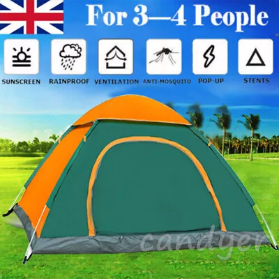 Automatic Instant Pop Up 3-4 Man Camping.Tent Family Outdoor*HikingShelterSALE • £23.99