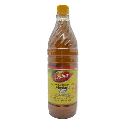 Dabur Mustard Oil Indian Kachchi Ghani 1 Liter 33.8 Fl Oz Exp 11/22 • $17