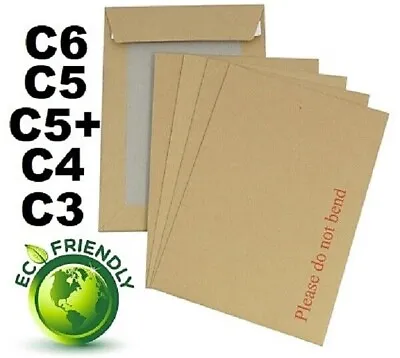Eco-friendly Please Do Not Bend Brown Hard Board Backed Envelopes C3 C4 C5 C6 • £4.45