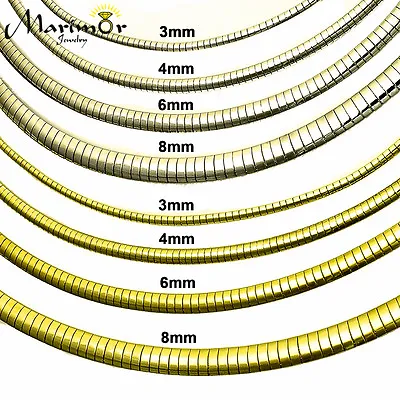 Stainless Steel Omega Chain Necklace Chocker 16 Inch Long Gold Or Silver 3mm- 8m • $11.25
