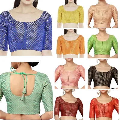 $19.98 • Buy Women's Brocade Designer Saree Blouse Beautiful Lehenga Crop Top Part Wear Choli