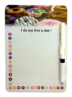 Donuts A5 Magnetic Memo Board Message Note Kitchen Fridge Office & Drywipe Pen • £3.99
