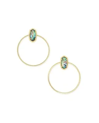 Kendra Scott Mayra Open Frame Earrings Gold In Abalone Shell • £40