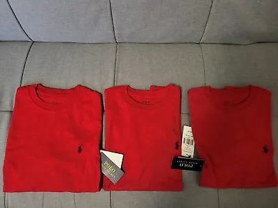 Polo Ralph Lauren Tshirts Kids Size 10-12 Red Pack Of 3 BRAND NEW WITH TAGS • £50
