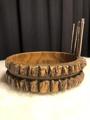 $75 • Buy Tree Bark WALNUT Live-edge Wood Slice Nut Dish Nutcracker(6) Pieces To Set 1950