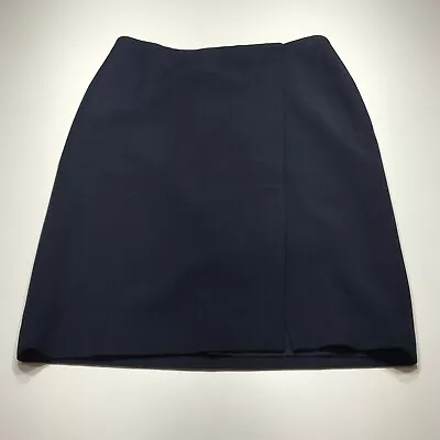 Talbots Skirt Womens Size 12 Navy Blue Pencil Split Hem Stretch Career Work • $17.99