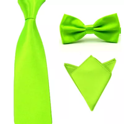 Men's Satin Bowtie Necktie Pocket Square Set Bow Tie Handkerchief Tie Lot • $9.95