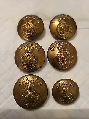 1902-1952 Canadian Military Brass Buttons Lot Of 6 25mm /20mm • $14.48