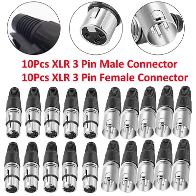 10 Male And 10 Female 3 Pin XLR Solder Type MIC Snake Plug Audio Cable Connector • $21.98