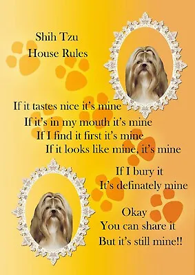 £5.99 • Buy Shih Tzu Comic Dog Sign  It's Mine  A4 Laminated Poster Print Fun Gift