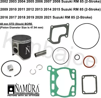 2002-2021 Suzuki RM 85 Listed 48 Mm STD Stock BORE Namura Piston Kit Rebuild • $92.34