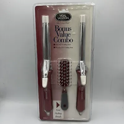 Vintage 1994 Vidal Sassoon Curling Iron Combo 1/2 & 3/4 Inch With Ball Brush NEW • $24.95