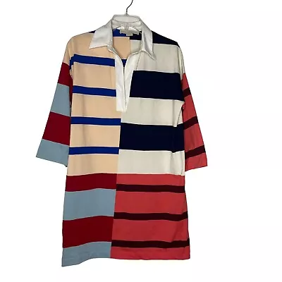 Stella McCartney Stripe Rugby Dress Polo Short Mix Media Italy Size 46 Large • $169.99