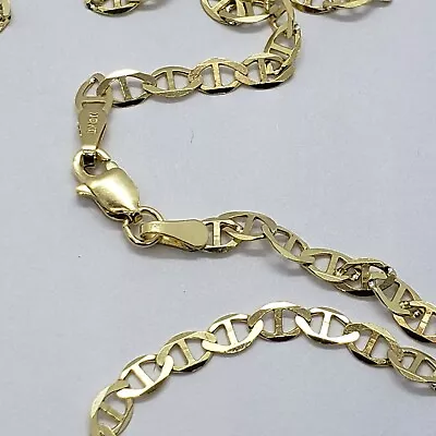 10K Solid Yellow Gold Mariner Anchor Link Chain Necklace 3mm Men Women 16 ~30  • $163.83